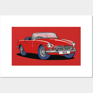 MGB Vintage Car in Red Posters and Art